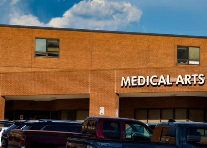 The outside of a hospital wing labeled 'Medical Arts.' Credit: Ahmod Goins